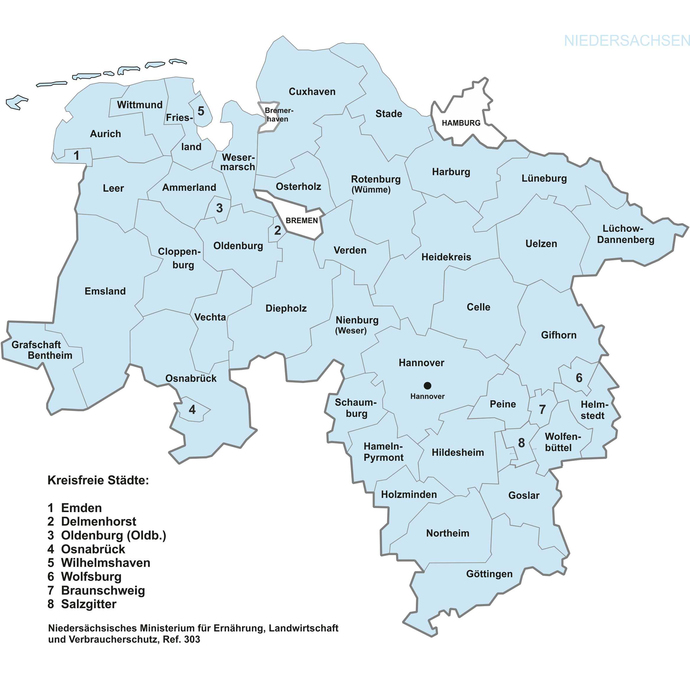 Niedersachsen-Karte