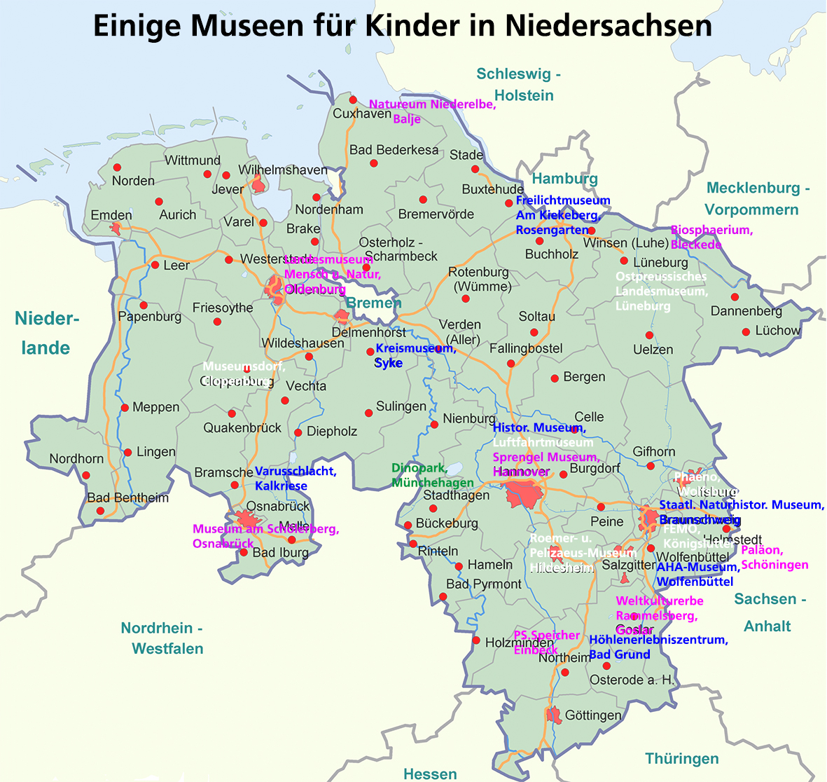 Einige Museen in Niedersachsen
