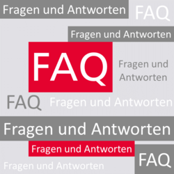 Wortwolke mit "FAQ" und "Fragen und Antworten"