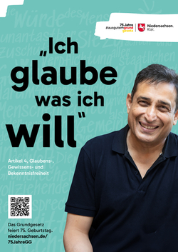 Plakatmotiv 75 Jahre Grundgesetz: Ich glaube, was ich will