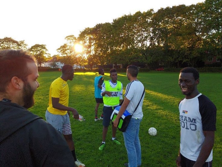 Flüchtlinge beim Fußball