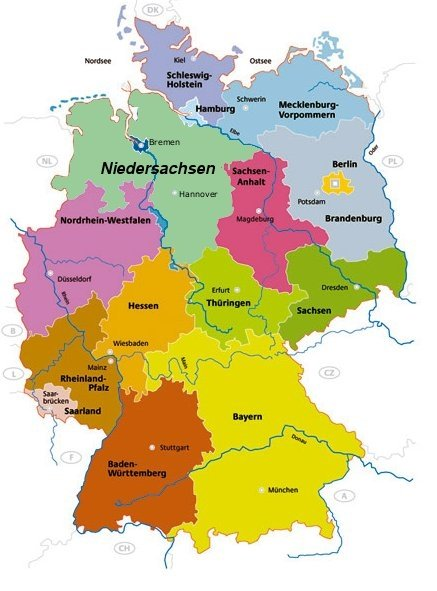 Karte an angrenzende länder deutschland Nachbarländer von