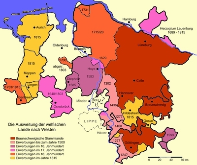Ausweitung der welfischen Lande nach Westen.