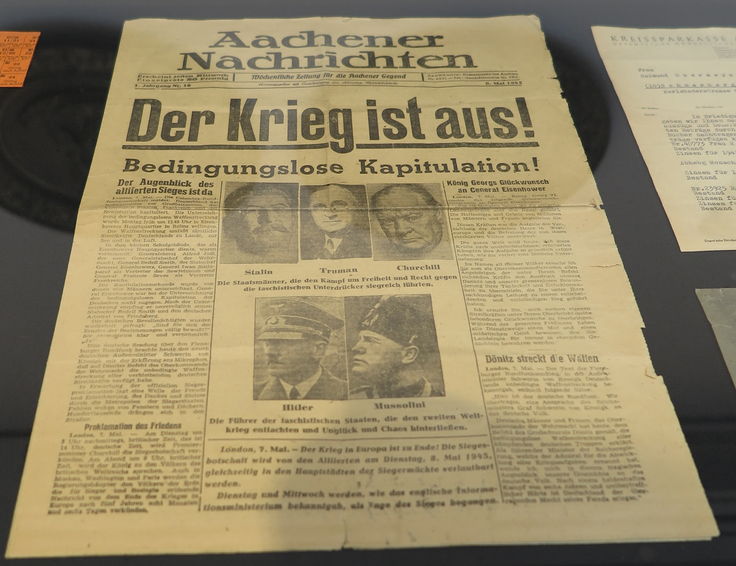 Kriegsende Mai 1945 (Aachnener Zeitung, die als erste ohne Nazi-Einfluss wieder veröffentlichen konnte)