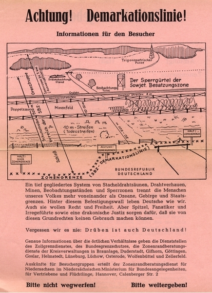 Amtliches Flugblatt für Besucherder innerdeutschen Grenze von 1965