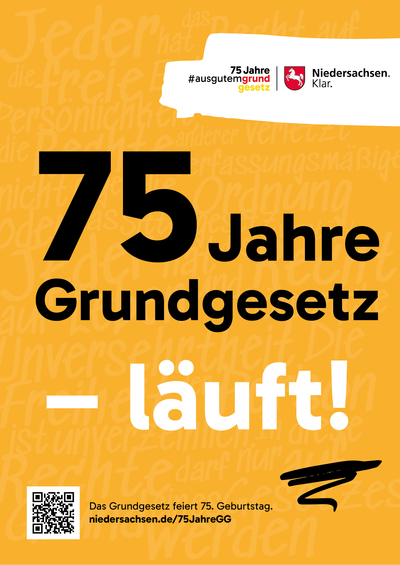 Plakatmotiv 75 Jahre Grundgesetz: Läuft