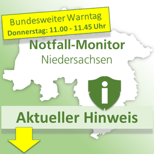 Aktueller Status Notfall-Monitor Niedersachsen: Hinweis zum bundesweiten Warntag