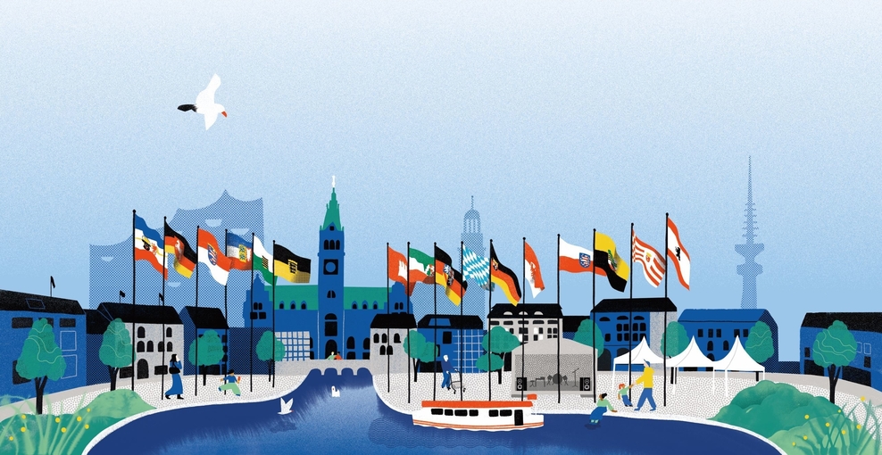Binnenalster Visualisierung zum Tag der deutschen Einheit