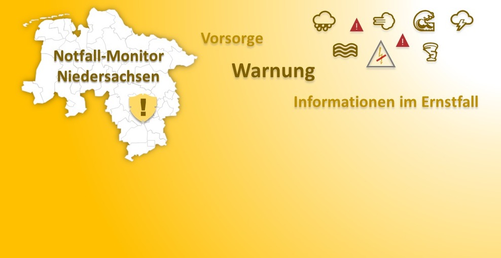 Notfall-Monitor Niedersachsen: Warnung auf der Zentrale Informationsseite für Krisen- und Notfallsituationen