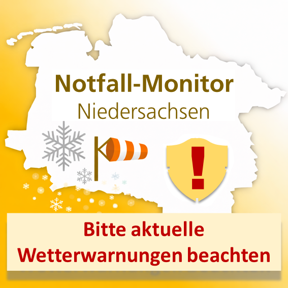 Aktueller Status Notfall-Monitor Niedersachsen: Wetterwarnungen beachten - Schneefall, Frost und Glättegefahr